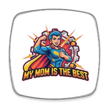 Superheldin Mama: Meine Mama Ist Die Beste - Viereckiger Kühlschrankmagnet - Weiß - Vorne