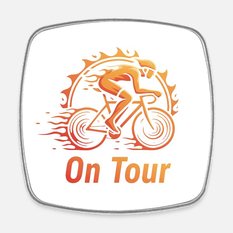 Cyclists On Tour - Square fridge magnet - white