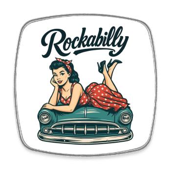 Cadeau rétro pin-up de voiture vintage rockabilly - Magnet carré - blanc - Devant