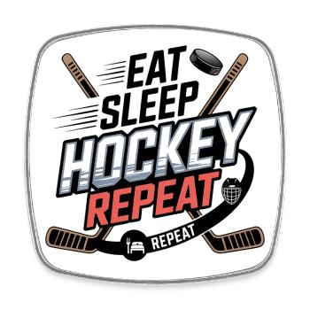 Manger Sommeil Hockey Répéter – Vie sportive des amateurs de hockey - Magnet carré - blanc - Devant