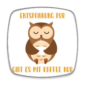 Kaffeezeit und Eulenruhe - Viereckiger Kühlschrankmagnet - Weiß - Vorne