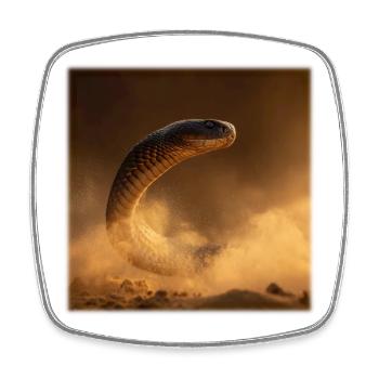 Golden Cobra in the Desert Desert Dust - Square fridge magnet - white - Front