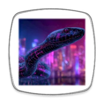 Cyberpunk Snake Night Conception de la ville néon - Magnet carré - blanc - Devant