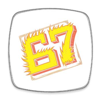 Flaming 67 Brainrot Emblem - Viereckiger Kühlschrankmagnet - Weiß - Vorne