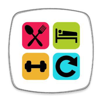 Essen, schlafen, Fitnessstudio wiederholen, lustiges Zitat: Fitness. - Viereckiger Kühlschrankmagnet - Weiß - Vorne