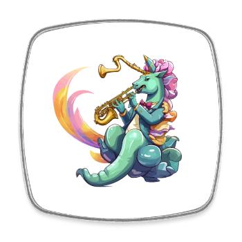 Saxophon Unicorn Neonstil - Viereckiger Kühlschrankmagnet - Weiß - Vorne