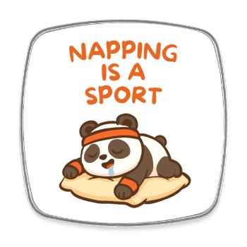 La sieste est un sport – Cartoon Sleepy Panda - Magnet carré - blanc - Devant