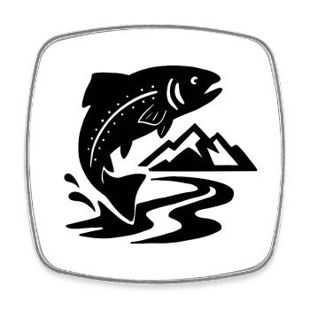 Bergflussangeln – Springende Fische - Viereckiger Kühlschrankmagnet - Weiß - Vorne
