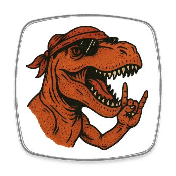 Rex Rocker Dino - Viereckiger Kühlschrankmagnet - Weiß - Vorne