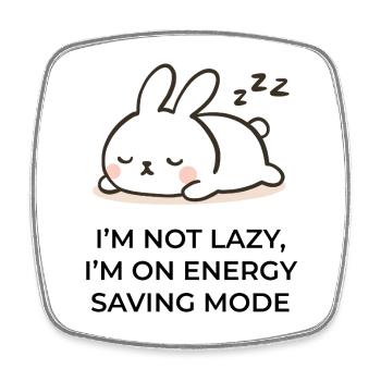 Energy saving mode - Cute sleeping bunny cartoon - Square fridge magnet - white - Front