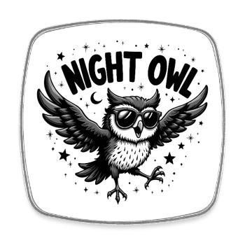 Night Owl Eule mit Sonnenbrille - Viereckiger Kühlschrankmagnet - Weiß - Vorne