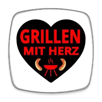 Griller - Magnet carré - blanc - Devant