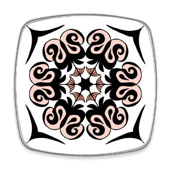 Flower Spiral Pink Circle Design - Square fridge magnet - white - Front