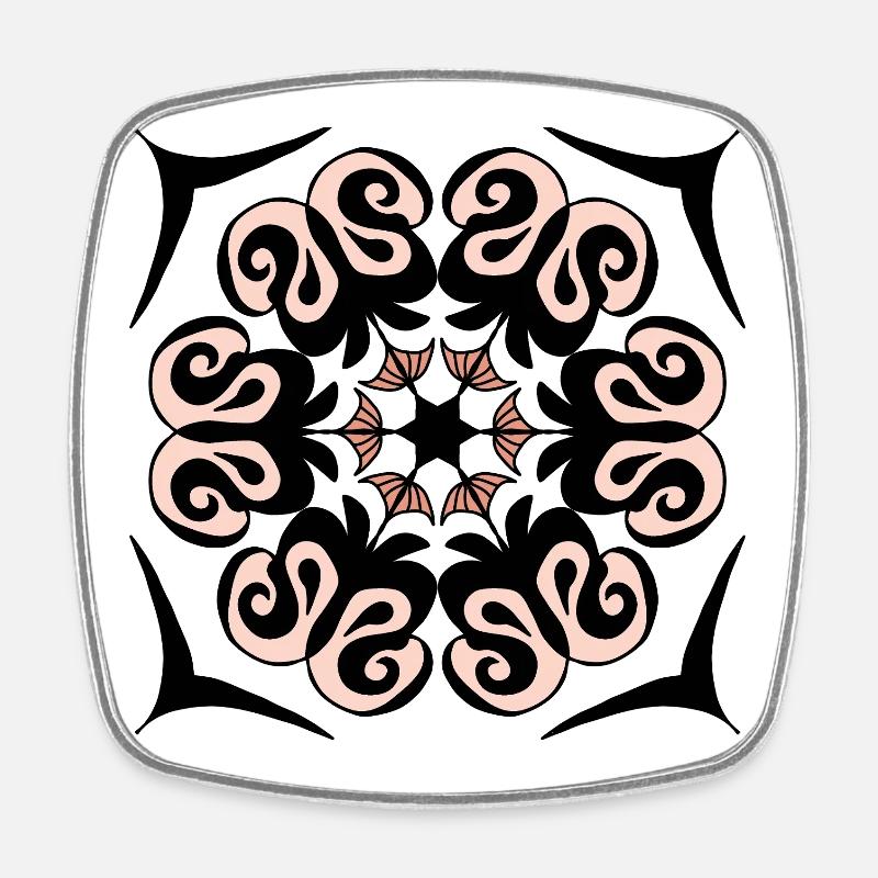 Flower Spiral Pink Circle Design - Square fridge magnet - white