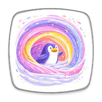 Rainbow penguin in the vortex - Square fridge magnet - white - Front