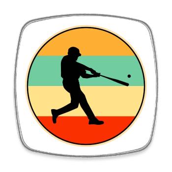 Retro Baseball Silhouette Vintage Sunset Sports - Viereckiger Kühlschrankmagnet - Weiß - Vorne