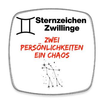 Sternzeichen Zwillinge Chaos-Edition, Geburtstag - Viereckiger Kühlschrankmagnet - Weiß - Vorne