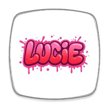 Graffiti Lucie Name Geschenk Ideal druckbar auf - Viereckiger Kühlschrankmagnet - Weiß - Vorne