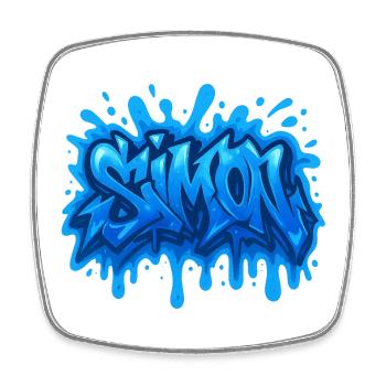 Graffiti Simon Name Gift Ideal Printable On - Square fridge magnet - white - Front