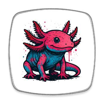 Neon Axolotl Splash - Square fridge magnet - white - Front