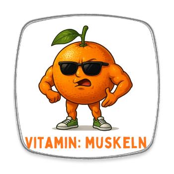 Vitamin Muskeln Orange Mascot - Viereckiger Kühlschrankmagnet - Weiß - Vorne