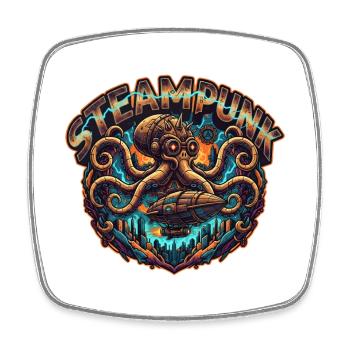 Esthétique steampunk & rétro-futurisme vapeur - Magnet carré - blanc - Devant