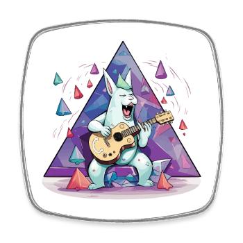 Crystal Bunny with Guitar - Square fridge magnet - white - Front
