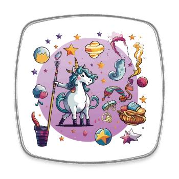 Galactic Unicorn Spell - Square fridge magnet - white - Front