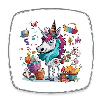 Colourful unicorn party motif - Square fridge magnet - white - Front