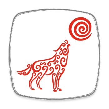 Der Wolf und der rote Mond - Viereckiger Kühlschrankmagnet - Weiß - Vorne