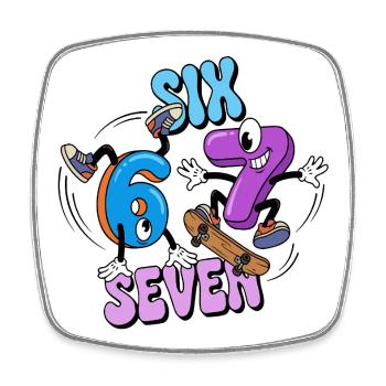 Six Seven Viral 67 Kids Meme - Square fridge magnet - white - Front