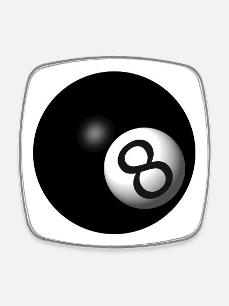 Billiard ball - Square fridge magnet - white