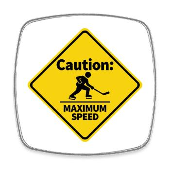 Caution Maximum Speed Eishockey Warnschild - Square fridge magnet - white - Front