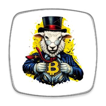 Monsieur le mouton Bitcoin - Magnet carré - blanc - Devant