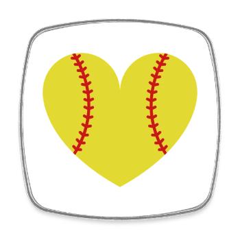 Softball heart - Square fridge magnet - white - Front