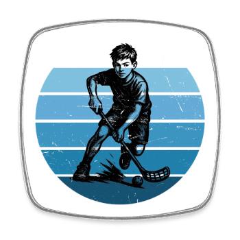Motif emblématique du floorball - Magnet carré - blanc - Devant