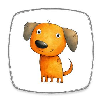 Petit Chien Orange – Dessin Joyeux pour Enfants - Magnet carré - blanc - Devant