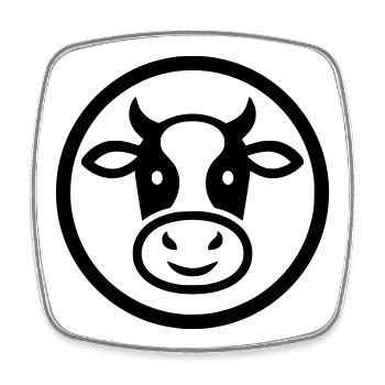 Cow Head Logo Icon Minimalist - Square fridge magnet - white - Front