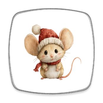 Kleine Weihnachtsmaus – Süßes und fröhliches Zeichnen - Viereckiger Kühlschrankmagnet - Weiß - Vorne
