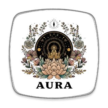 Aura Lotus Mandala - Square fridge magnet - white - Front