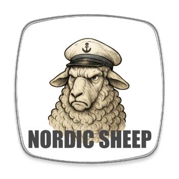 Nordic sheep captain - Square fridge magnet - white - Front