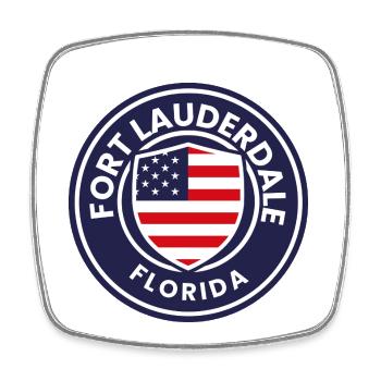 Emblème du drapeau de Fort Lauderdale - Magnet carré - blanc - Devant