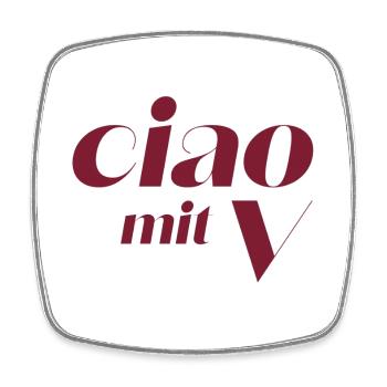 Ciao avec la Calligraphie Vintage V - Magnet carré - blanc - Devant