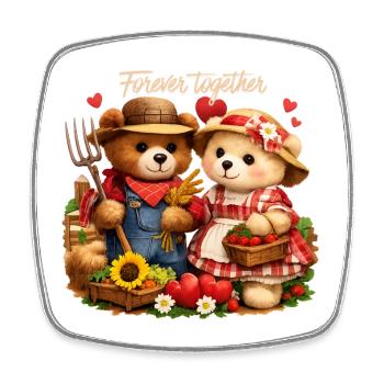 Couple de fermiers pour toujours ensemble – Pays romantique - Magnet carré - blanc - Devant