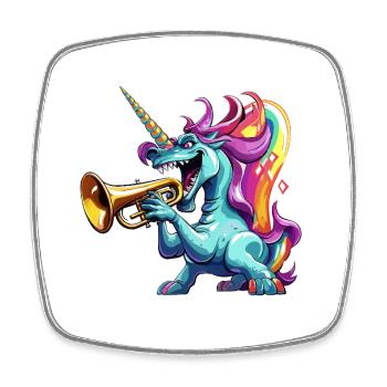 Colorful Unicorn Trumpet - Square fridge magnet - white - Front