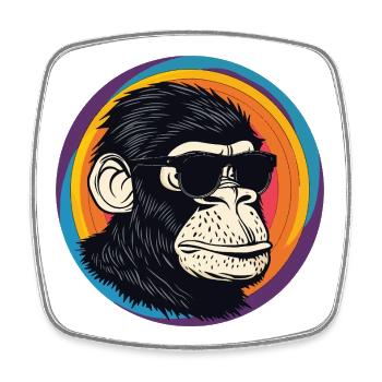 Bande dessinée Lunettes de Soleil Singe - Magnet carré - blanc - Devant