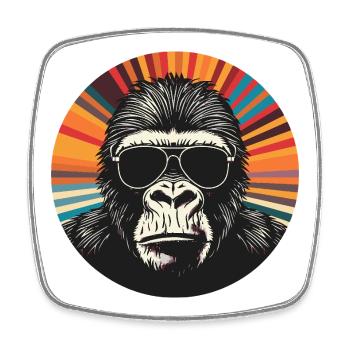 Gorilla Retro Sunglasses Pop Art - Magnet carré - blanc - Devant