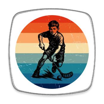 Motif minimaliste de floorball - Magnet carré - blanc - Devant