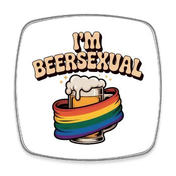 Je suis beersexual - Logo de Cool Beer - Magnet carré - blanc - Devant