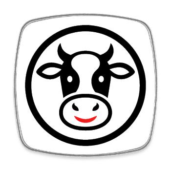 Icône du logo de tête de vache Icône de bande dessinée Rond - Magnet carré - blanc - Devant